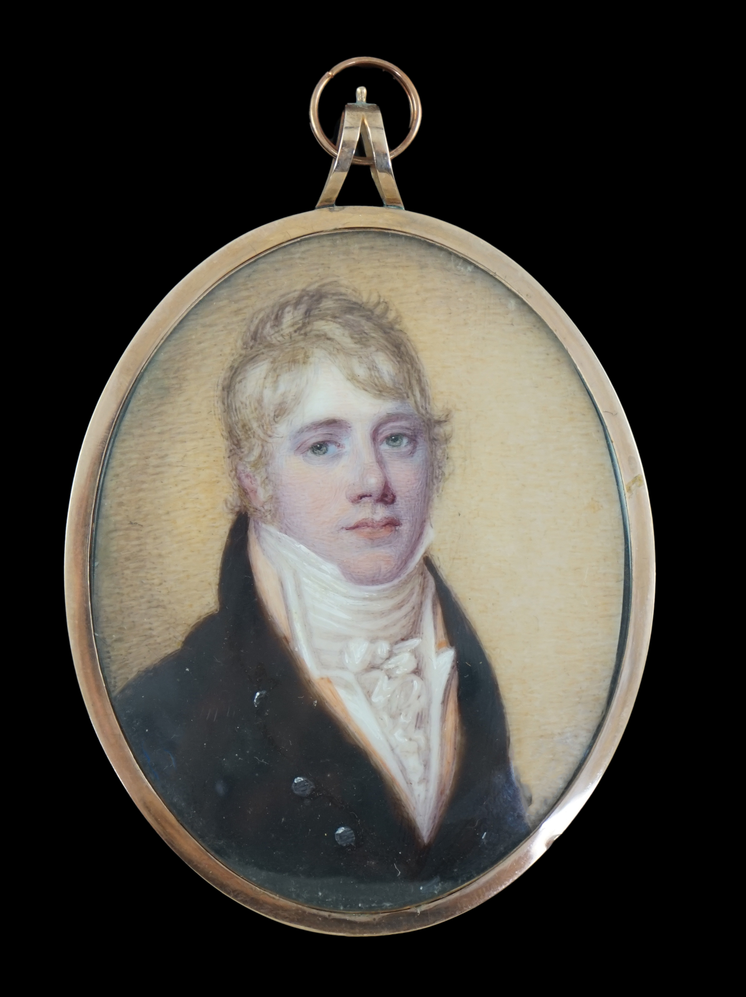 Attributed to John Comerford (c. 1770-1832)? , Portrait miniature of a young man, watercolour on ivory, 7.3 x 5.5cm. CITES Submission reference 433QZK6J